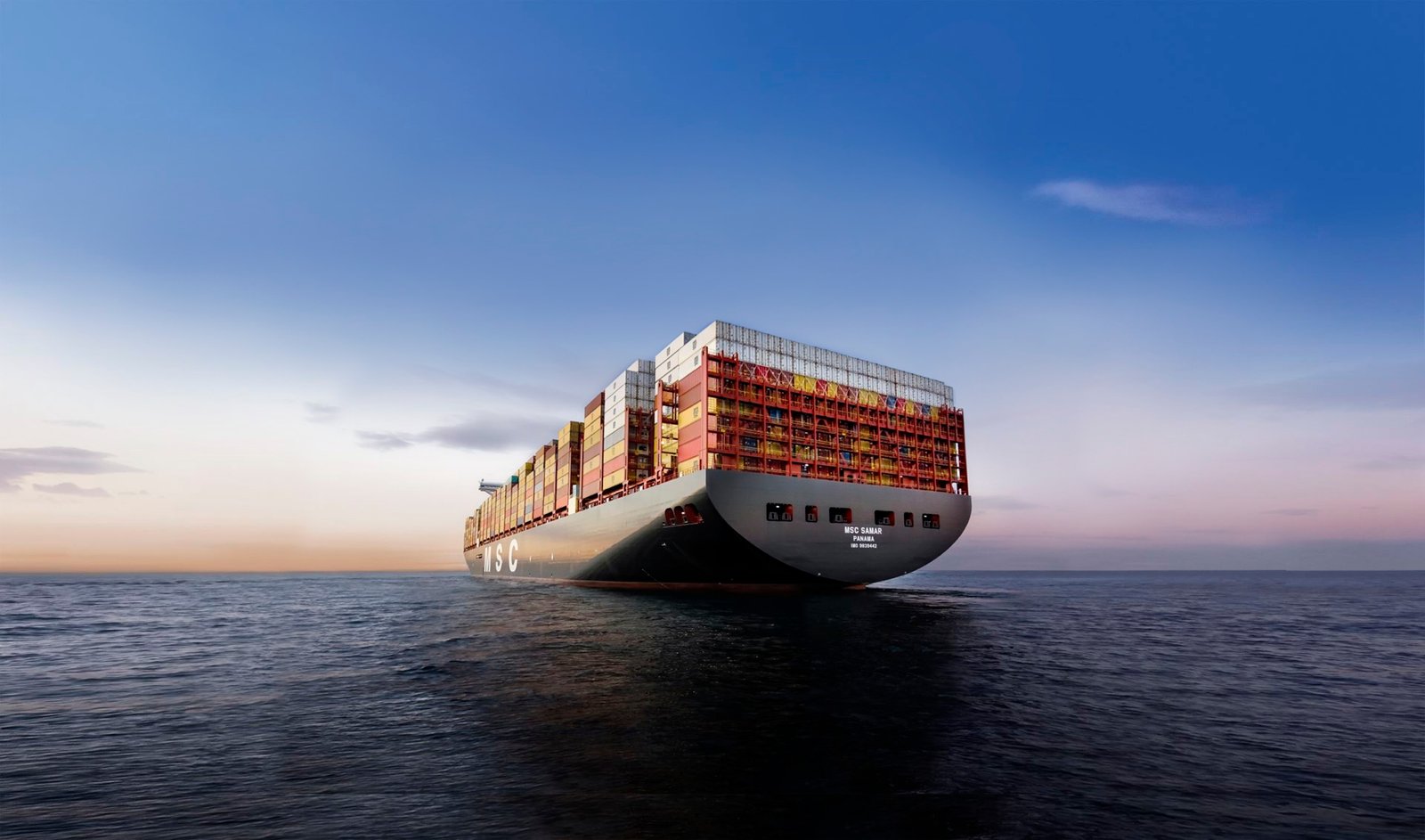 MSC Somar sailing in the sunset